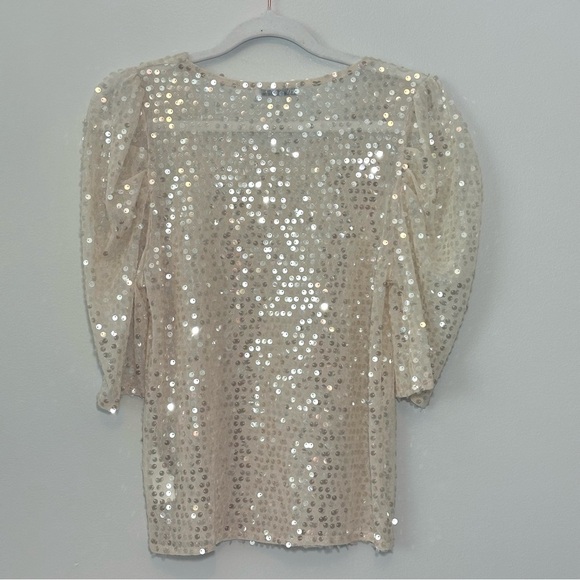 Zara Sequin Bubble Sleeve Top - Picture 2 of 3